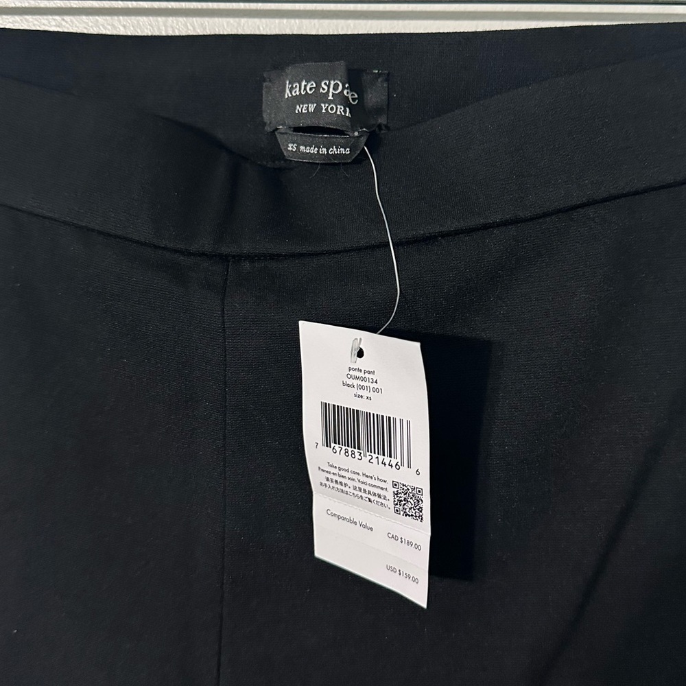 Kate Spade New York Black Pull-On Ponte Pant Women’s XS - Picture 3 of 6